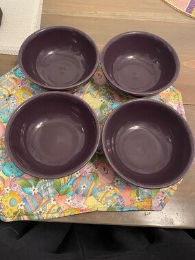 Set of 2 Longaberger Woven Traditions Eggplant 6 inch Cereal/Soup Bowls